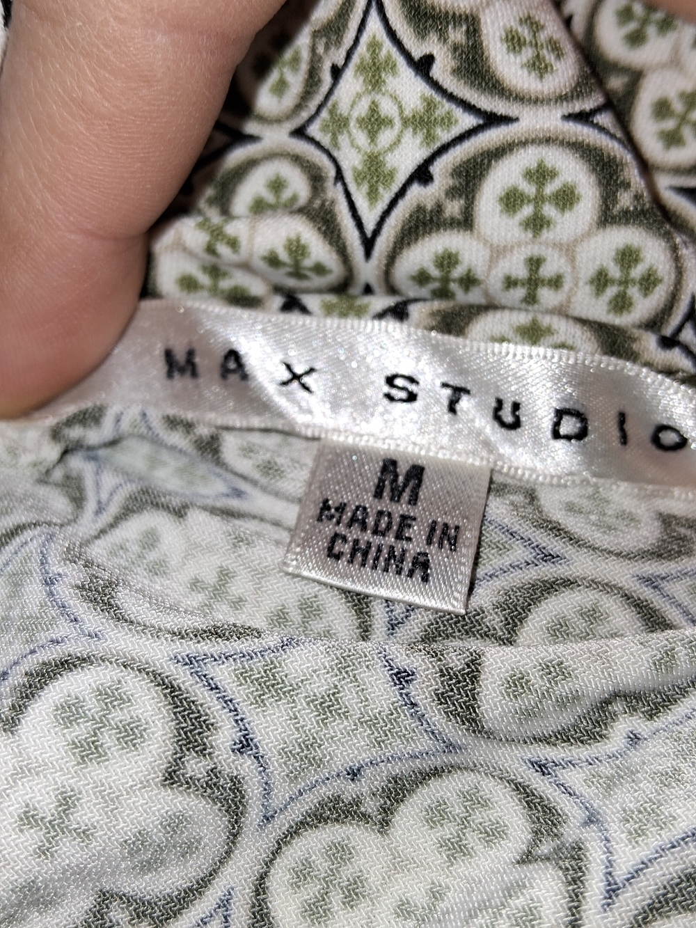 Max Studio Cream Maxi Skirt with Olive and Pink Border Print - Picture 3 of 3